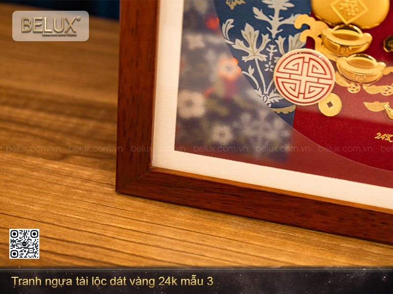 Tranh quà tặng bát mã dát vàng 24k mẫu 3